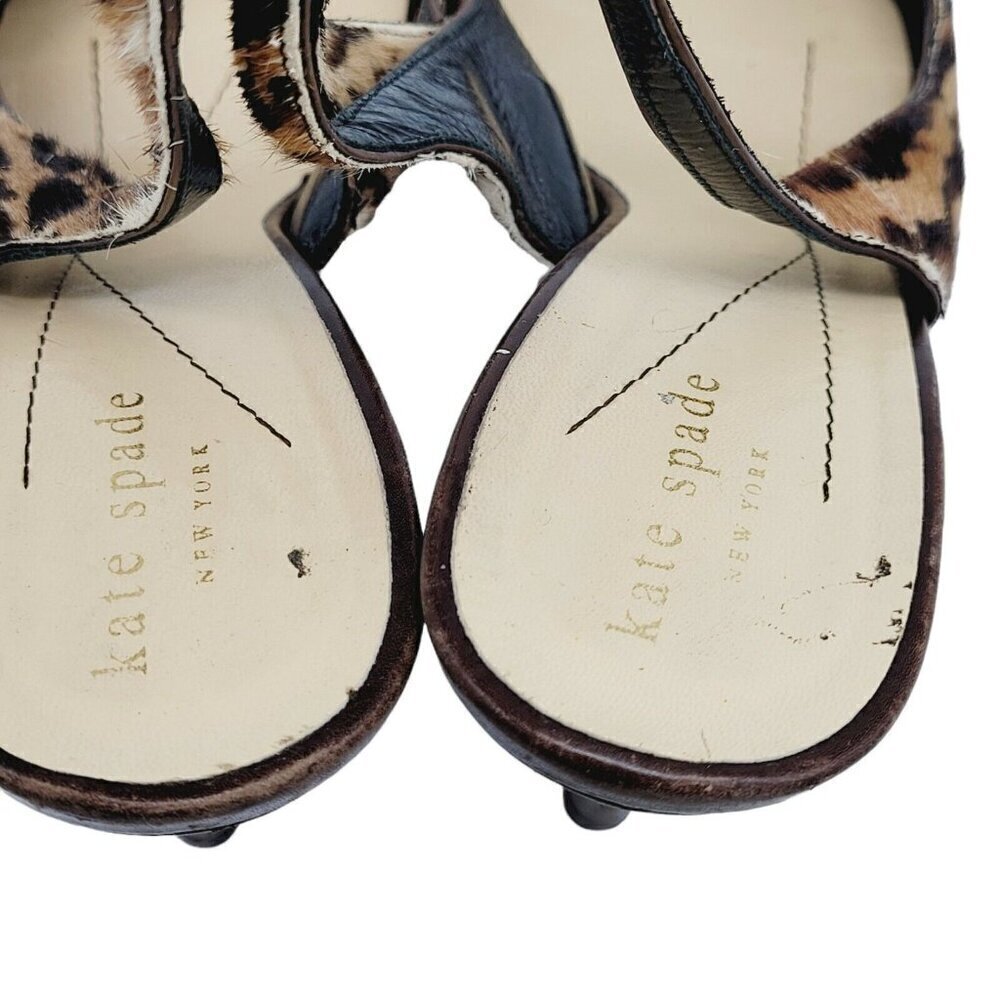 Kate Spade NY Animal Print Calf Hair Heels Sling Back Peep Toe Sz 8 1/2" Bus/Cas - Picture 5 of 11
